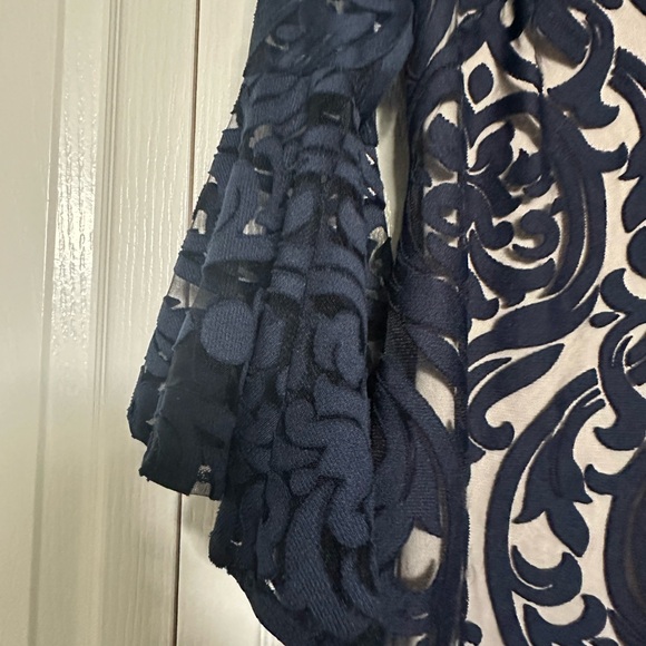 Prelude Navy lace with beige lining. V-neck Zipper back. Size 10 - Picture 3 of 5